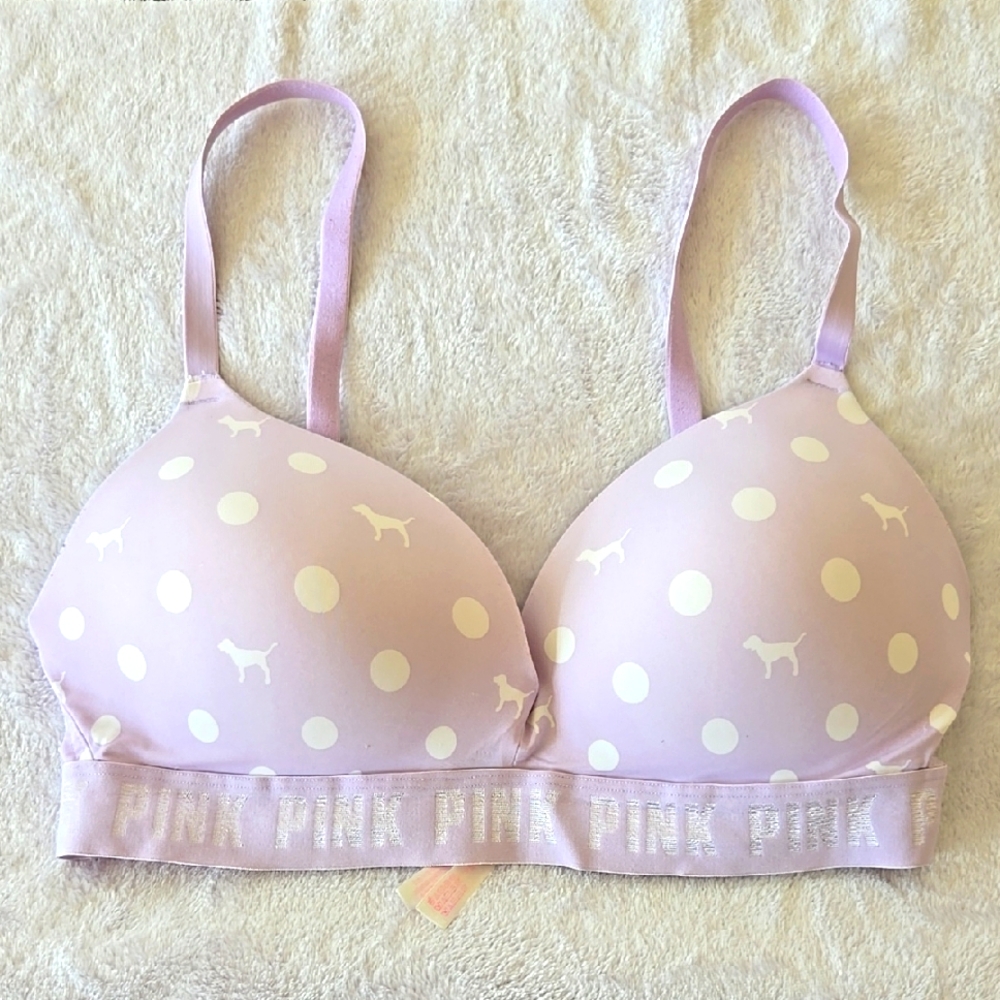 PINK Victoria's Secret Polka Dot Bra - Light Purple